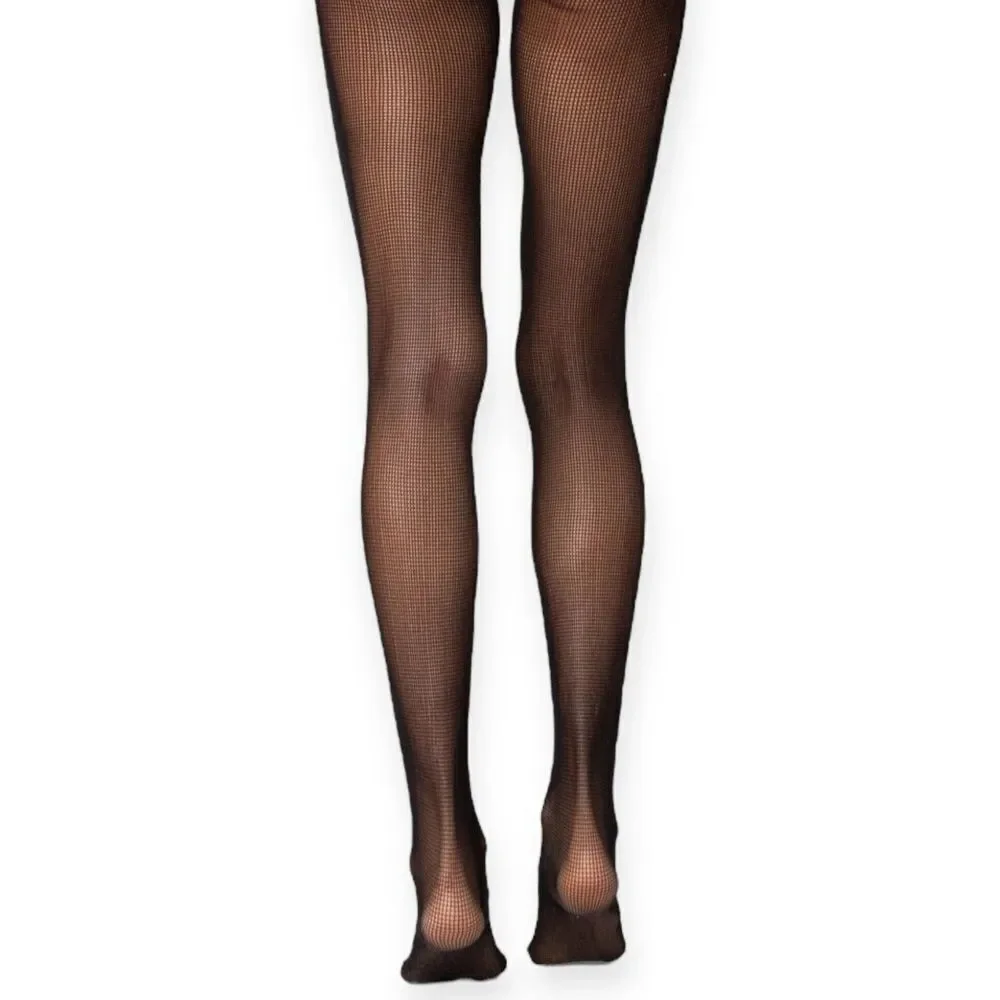 Black Cut Out Black Satin Bows Tights NEW